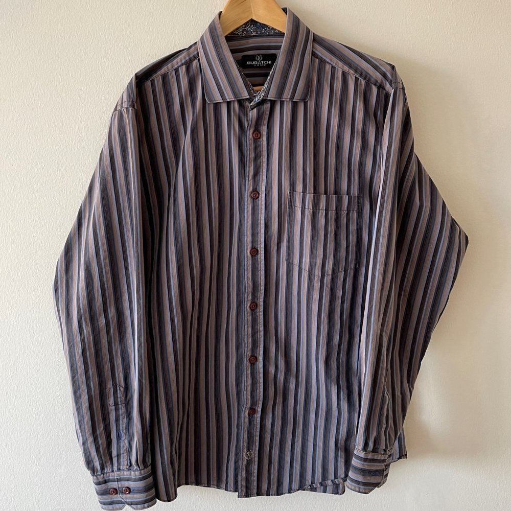 Bugatchi Shirt - Multi-Colour Stripe - X-Large - Regular Fit